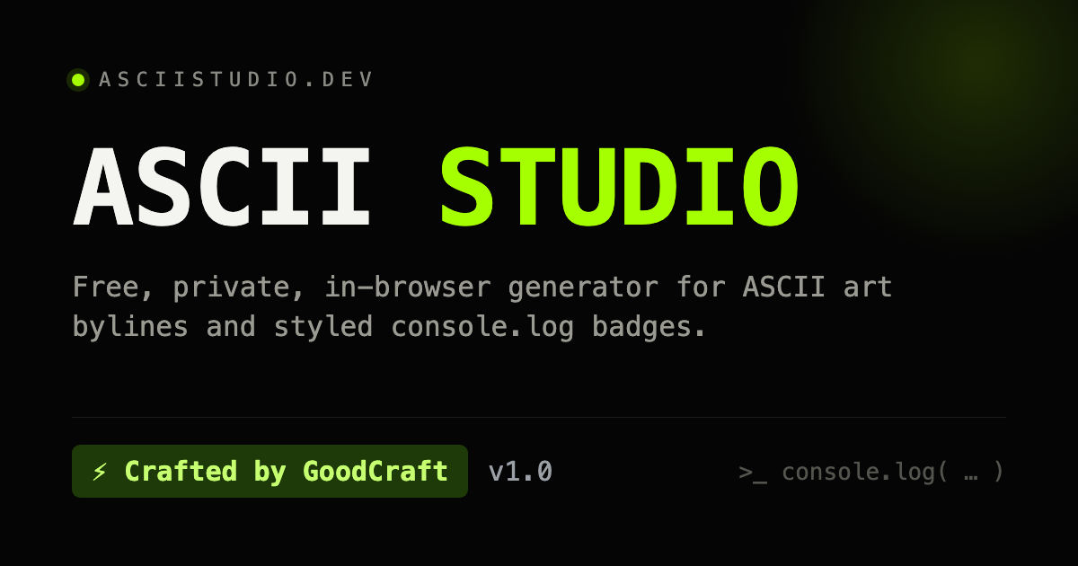 ASCII Studio — ASCII Signature & Console Badge Generator